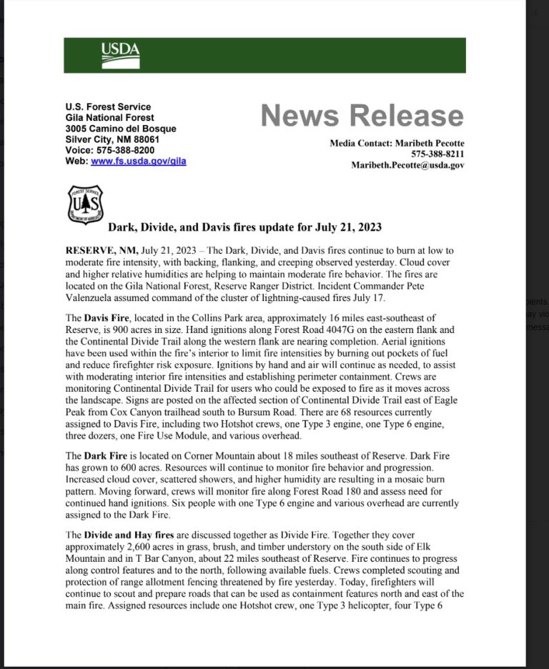 Dark, Divide, and Davis fires update