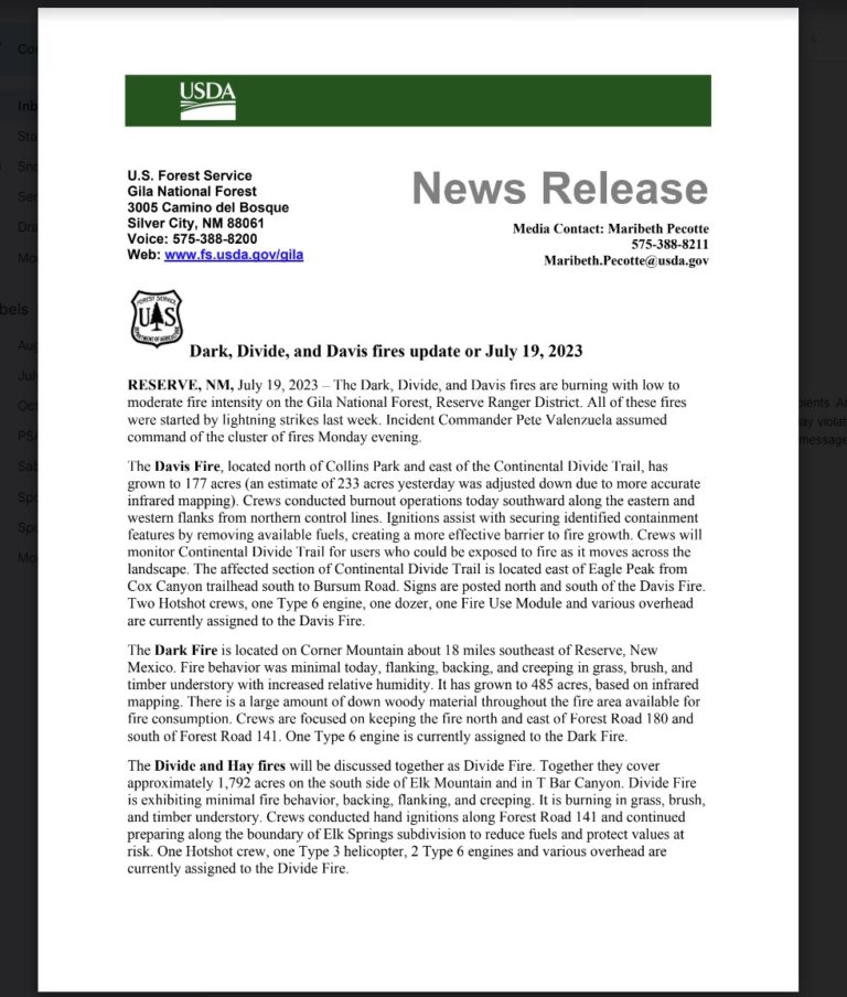 Dark, Divide, and Davis fires update