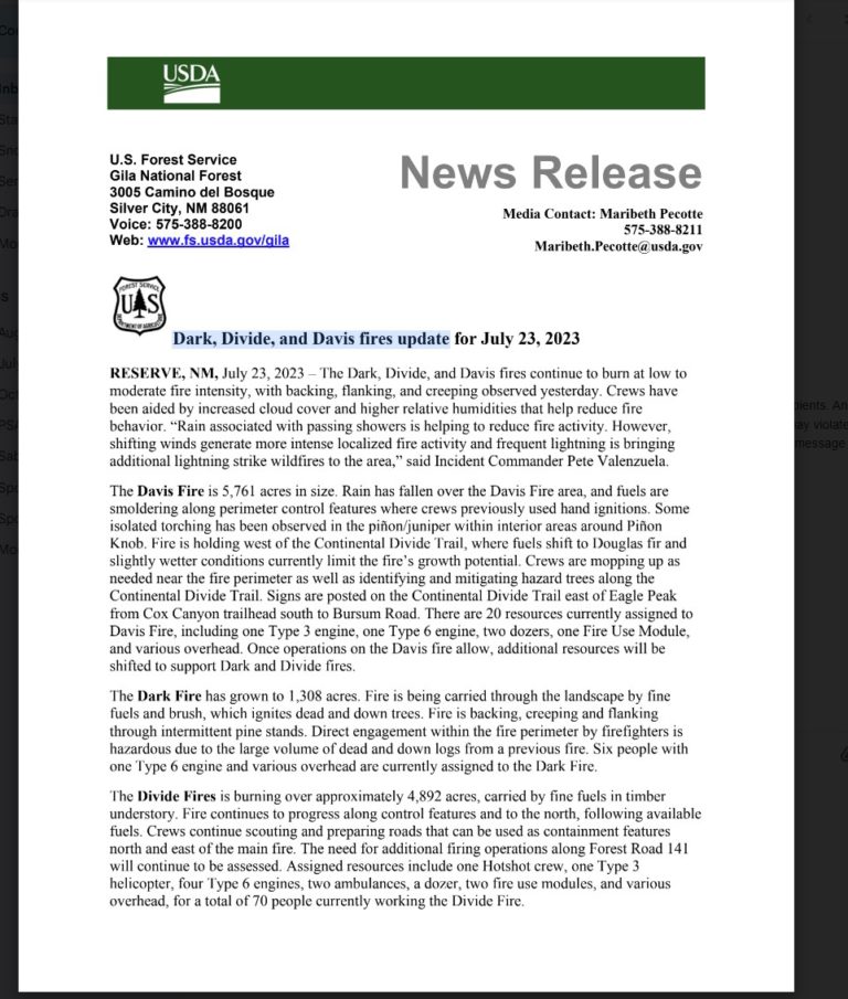 Dark, Divide, and Davis fires update