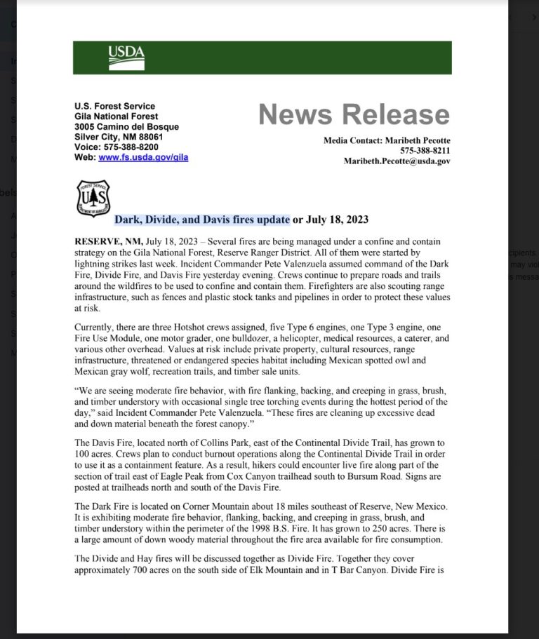Dark, Divide, and Davis fires update