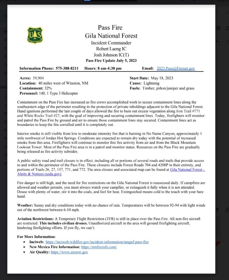 Pass Fire Update
