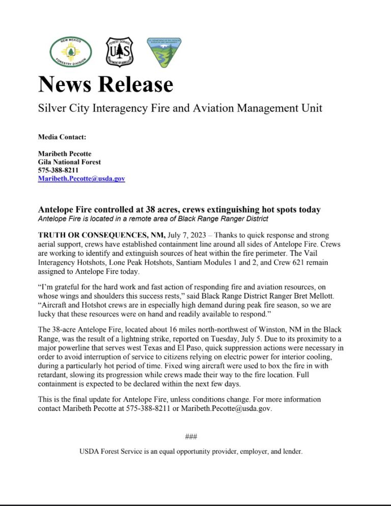 Antelope Fire Update