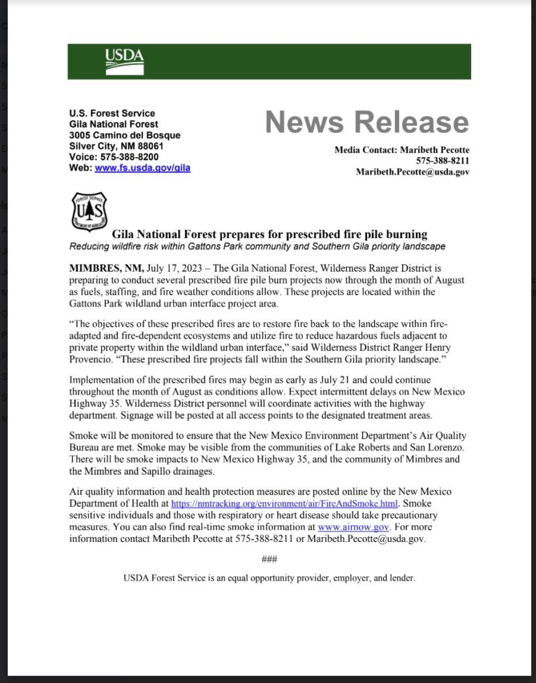 Gila National Forest prepares for prescribed fire pile burning