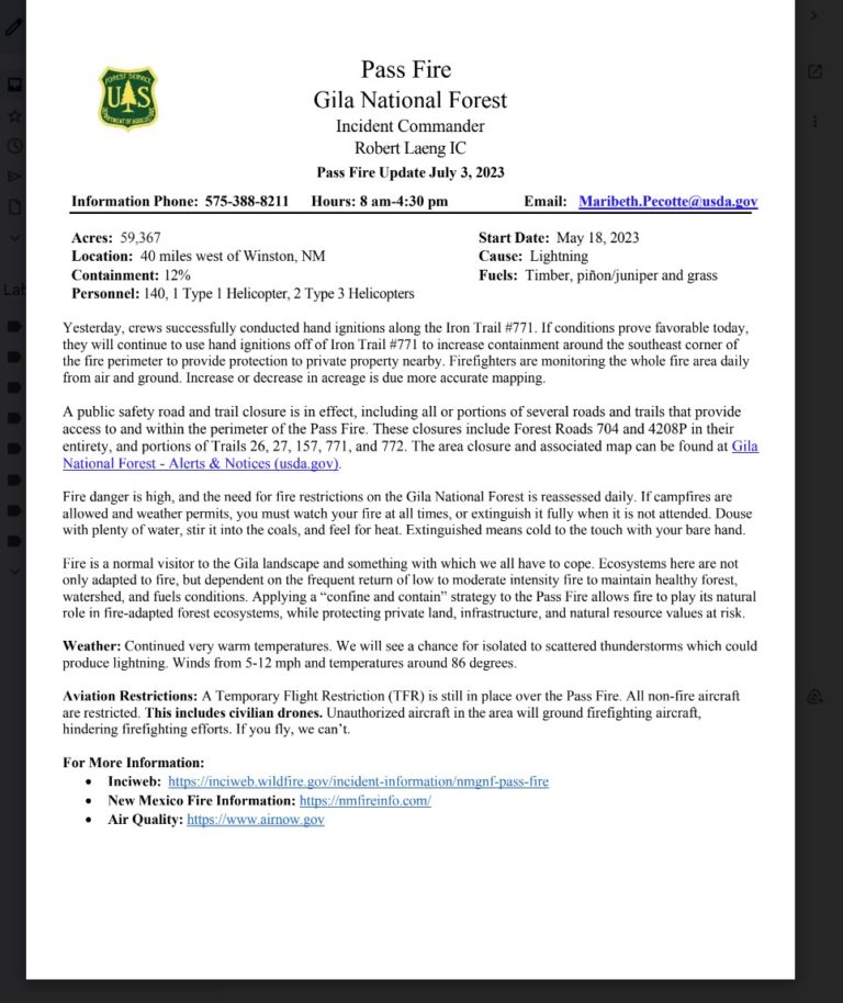 Pass Fire Update