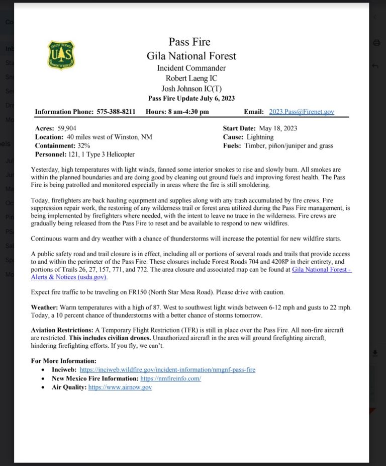 Pass Fire Update