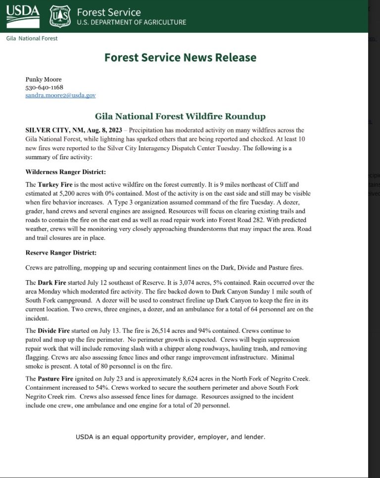 Gila National Forest Wildfire Roundup