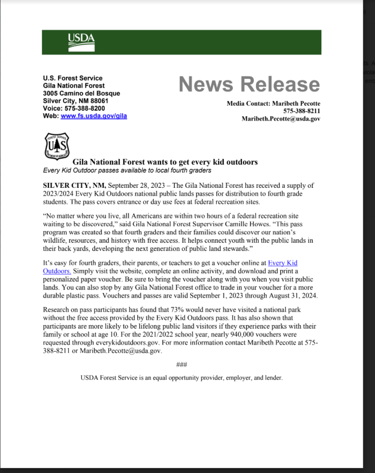 Gila National Forest wants to get every kid outdoors