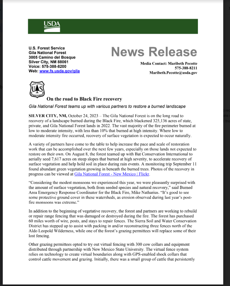 On the road to Black Fire recovery
