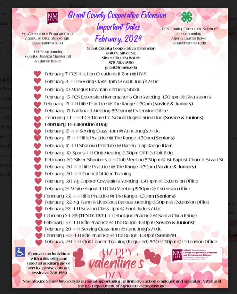 Grant County Cooperative Extension Dates
