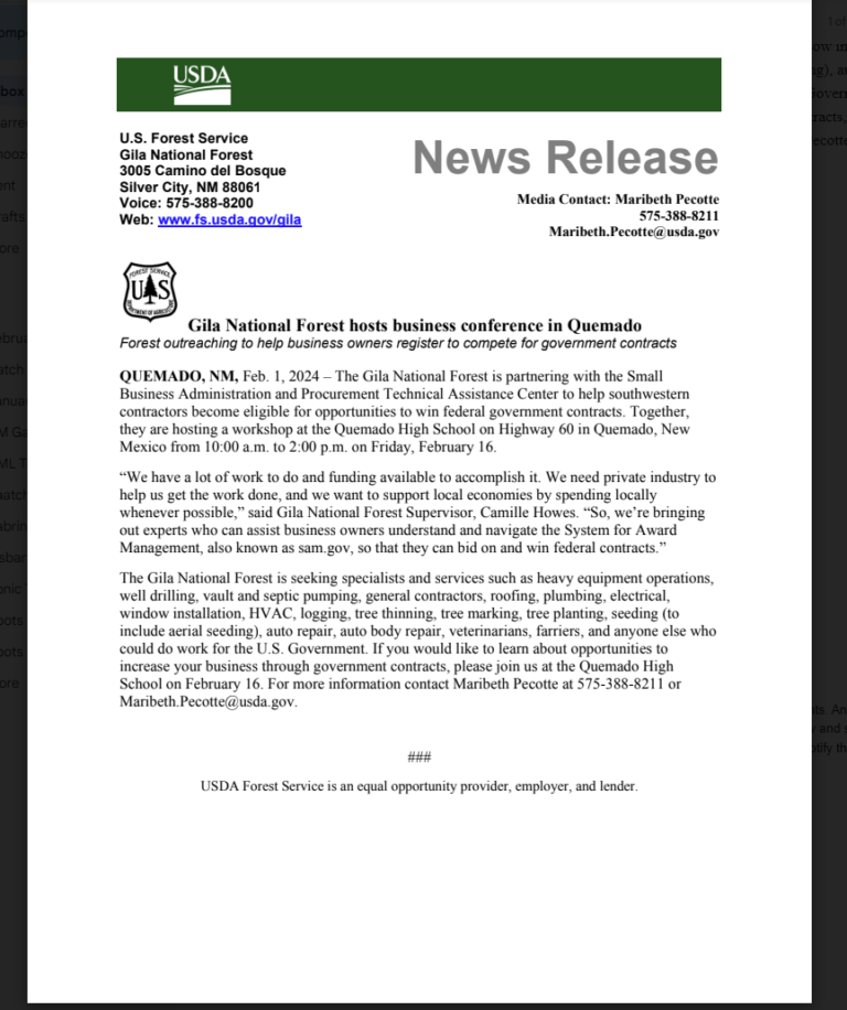 Gila National Forest hosts business conference in Quemado