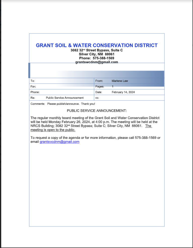 GRANT SOIL & WATER CONSERVATION DISTRICT