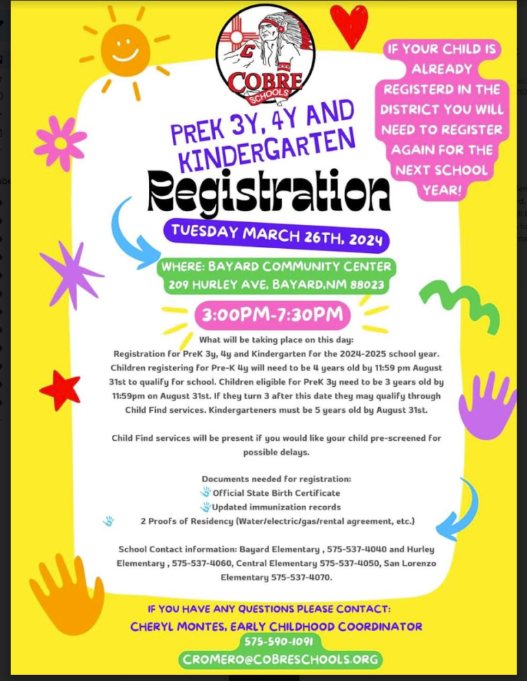 Cobre Pre-K Registration