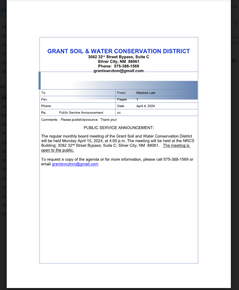 GRANT SOIL & WATER CONSERVATION DISTRICT MEETING