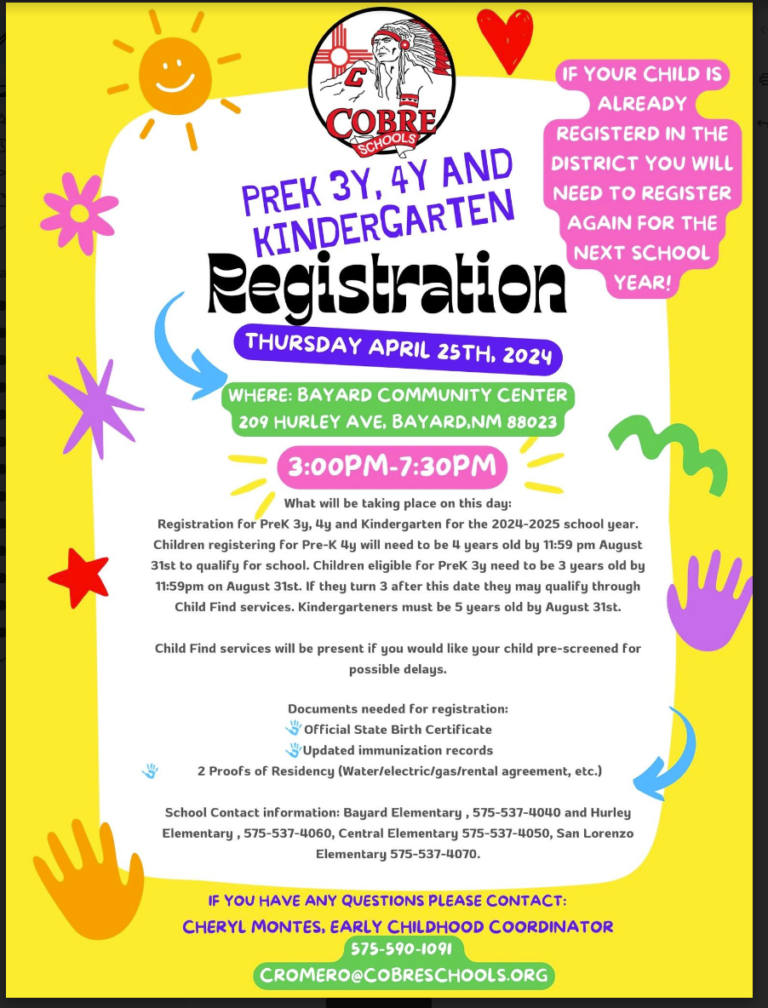 Cobre School Pre-K Registration