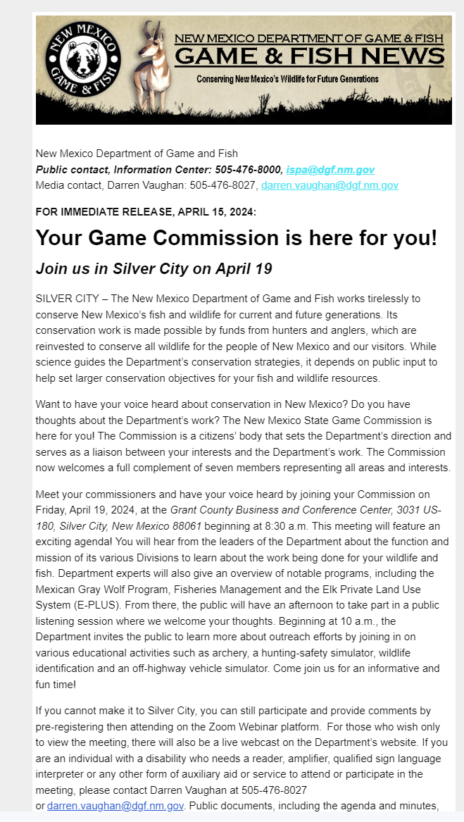 Your Game Commission is here for you!