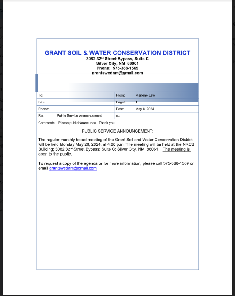 Grant Soil & Water Conservation District Meeting