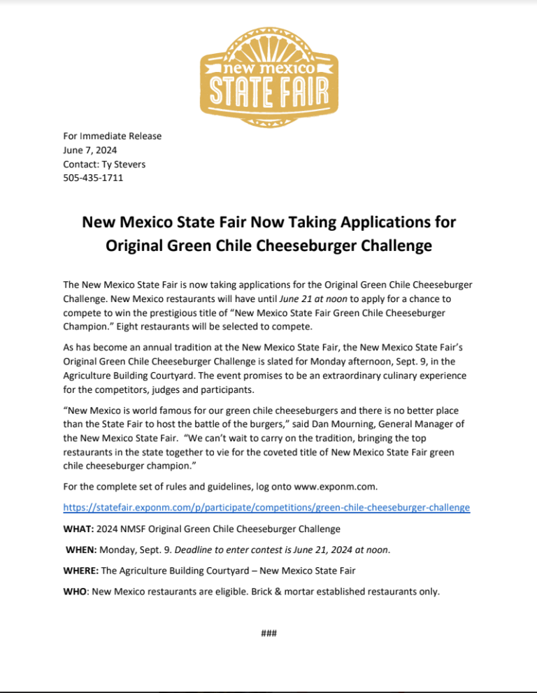 New Mexico State Fair Now Taking Applications for Original Green Chile Cheeseburger Challenge