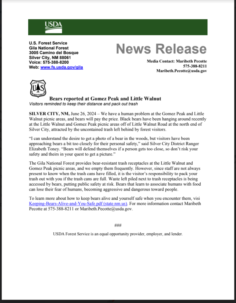 Bears reported at Gomez Peak and Little Walnut