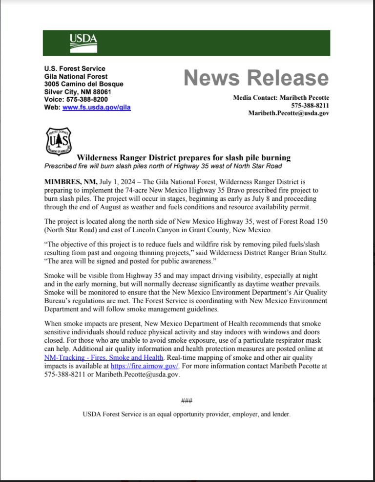 Wilderness Ranger District prepares for slash pile burning