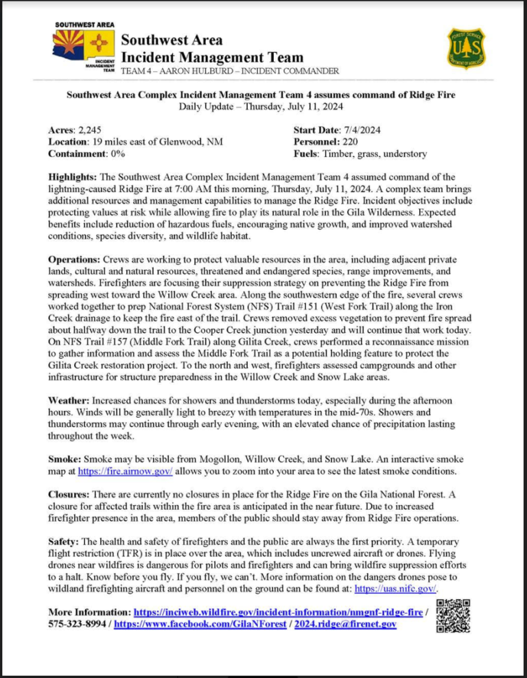 Ridge Fire Update