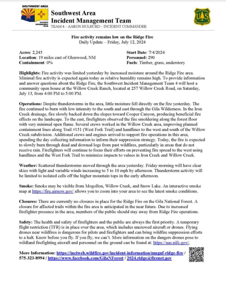 Ridge Fire Update