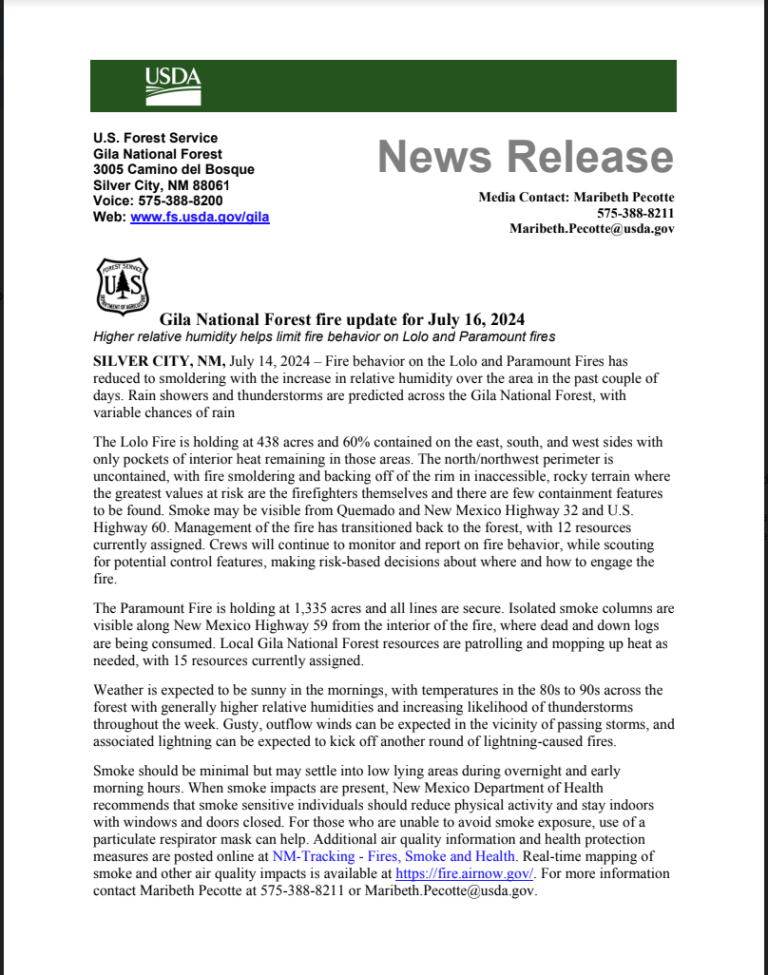 Higher relative humidity helps limit fire behavior on Lolo and Paramount fires