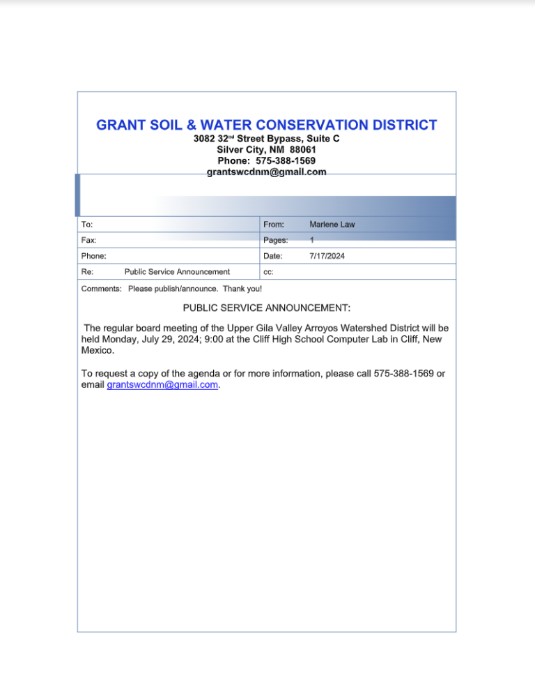 GRANT SOIL & WATER CONSERVATION DISTRICT MEETING