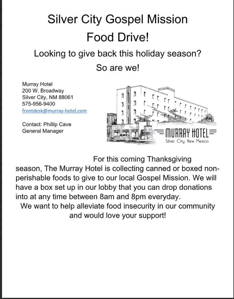 Silver City Gospel Mission Food Drive
