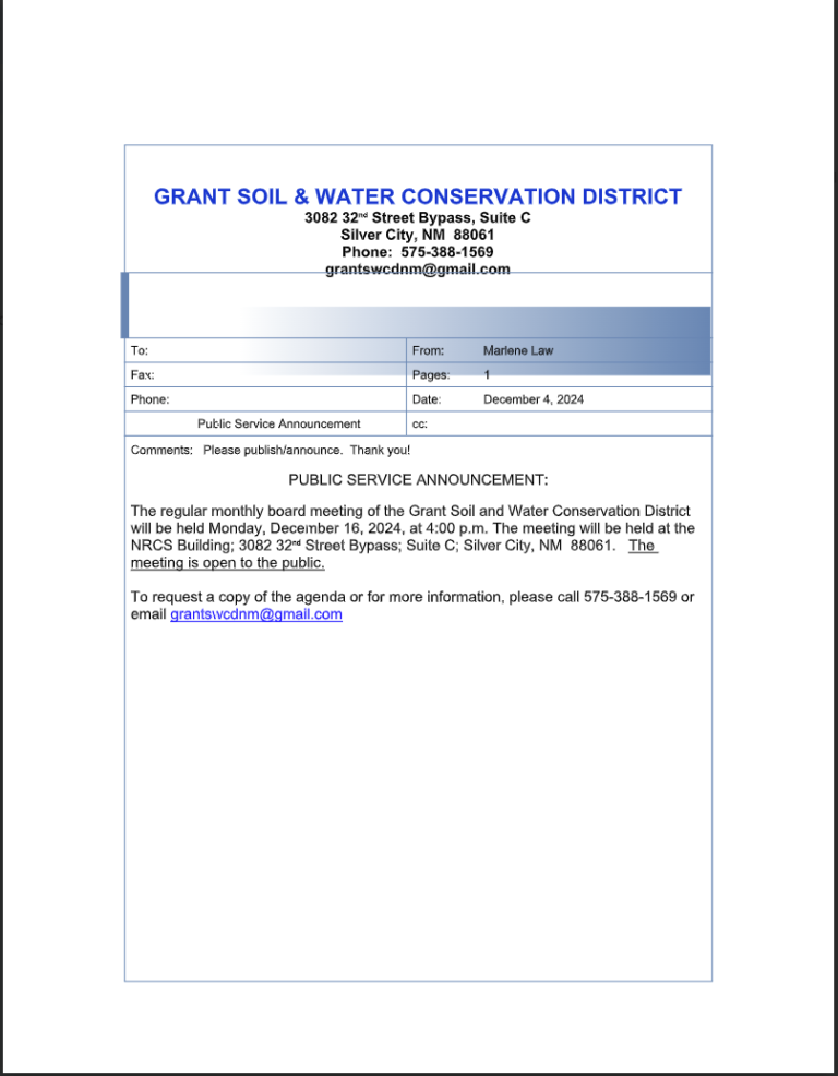 Grant Soil and Water Conservation District Meeting