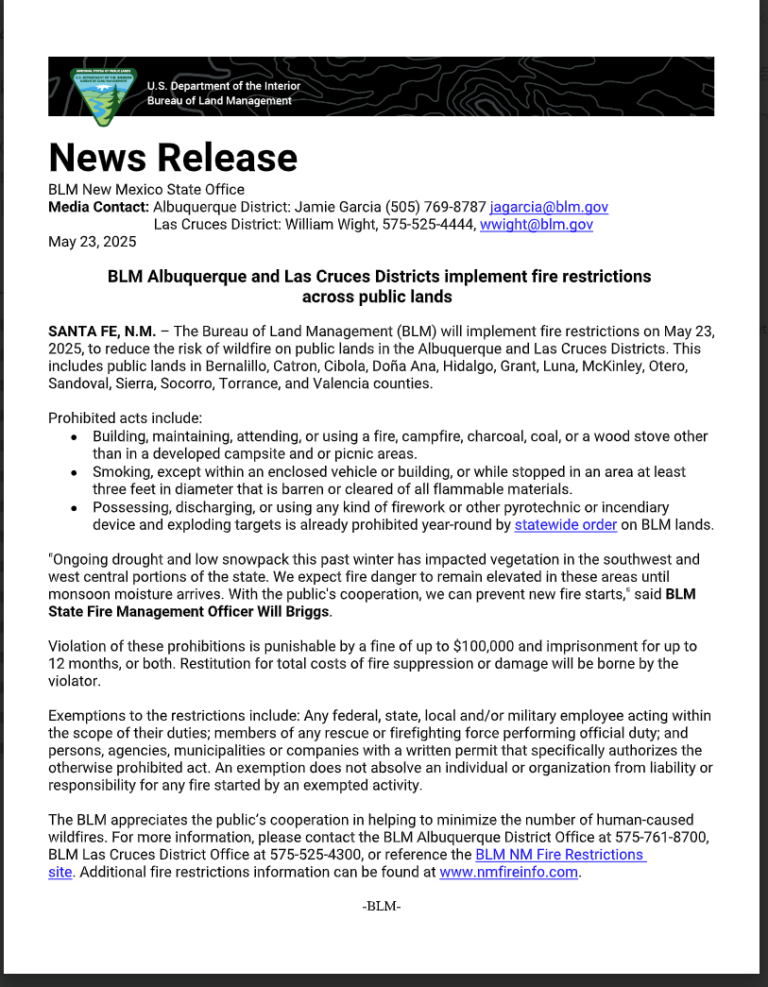 BLM Fire Restrictions