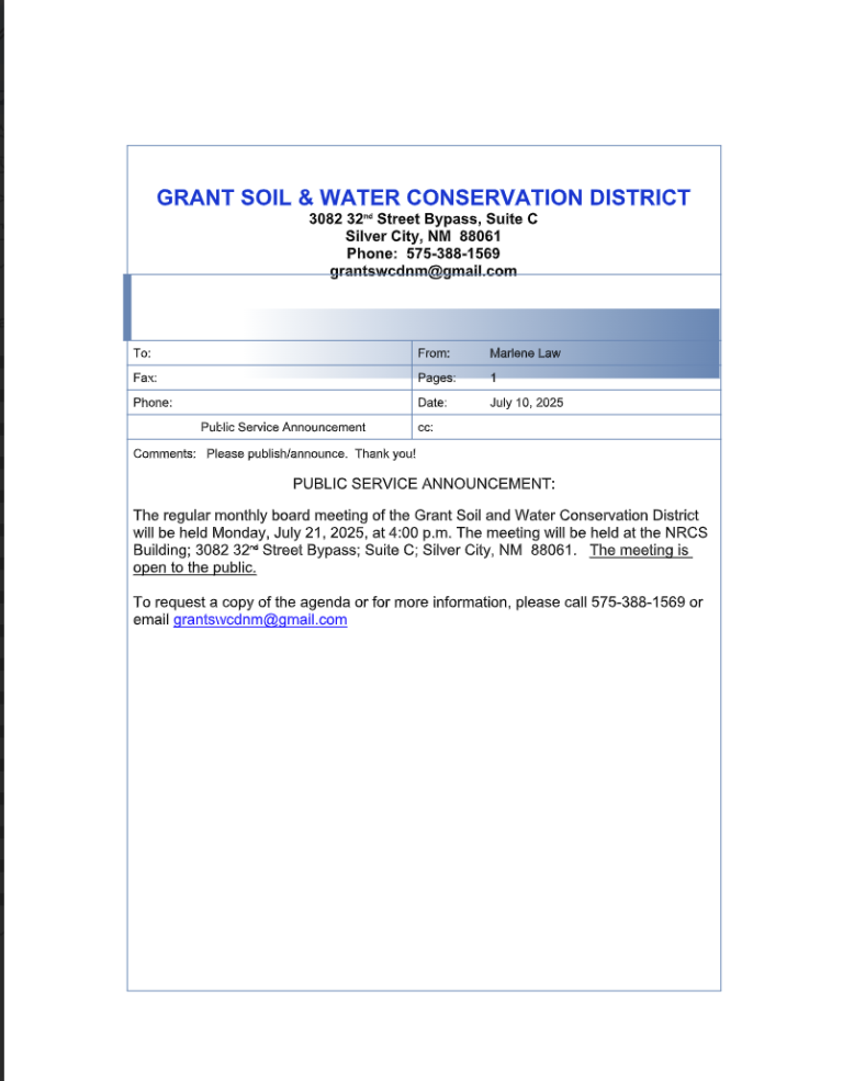 Grant Soil & Water Conservation District Meeting