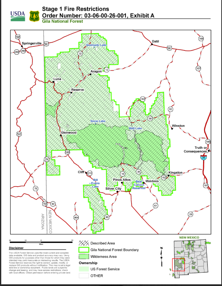 Gila National Forest Stage 1 Fire Restrictions