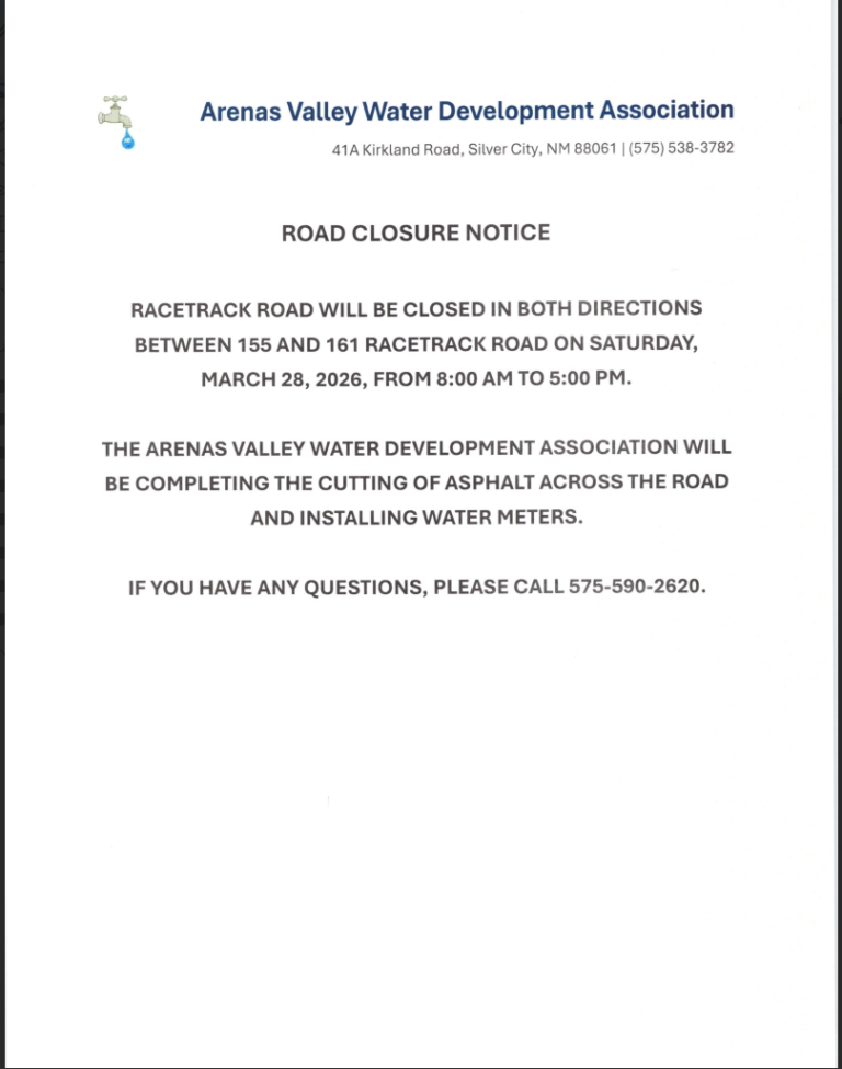 Arenas Valley Road Closure